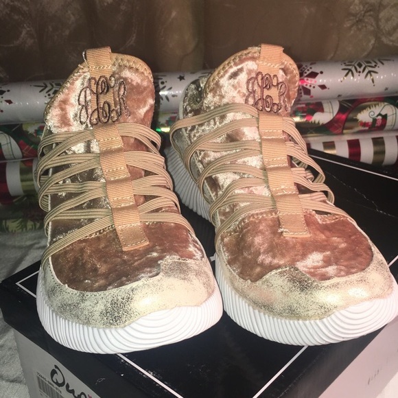 Qupid Shoes - Monogram Velvet Fashionable Sneakers NWB